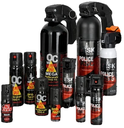 Verschiedene Spraydosen aus dem vom Kunden gezeigten Sortiment